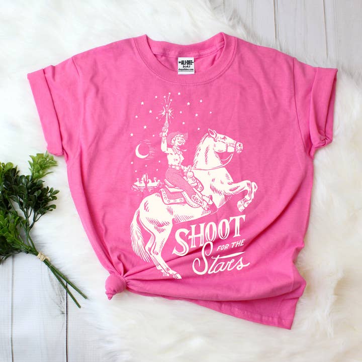 Kids Shoot for the Stars Tee - Fuchsia for wholesale by Ali Dee