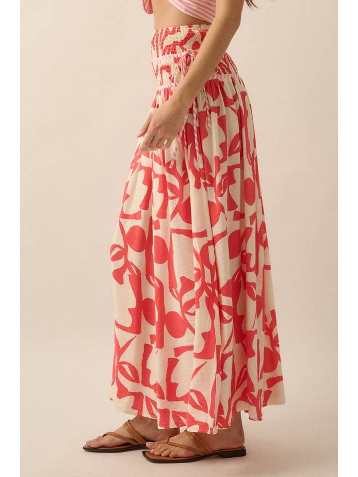 Promesa USA - Vendita all'ingrosso Gonna - Donna - Gonna lunga a balze con stampa floreale astratta7