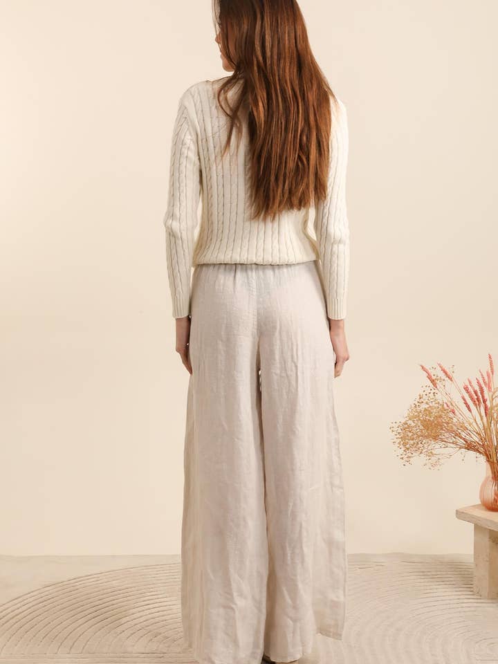 NAÏS PARIS - Wholesale Pants - Women's - WIDE-LEG TROUSERS WITH ELASTIC WAIST AND DRAWSTRING