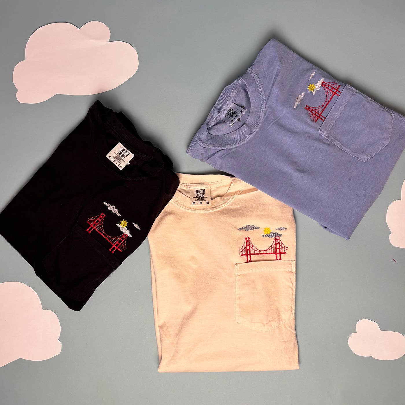 Animal Instincts - Wholesale T-Shirt - Unisex - San Francisco Bridge Embroidered Unisex Pocket Tee 1