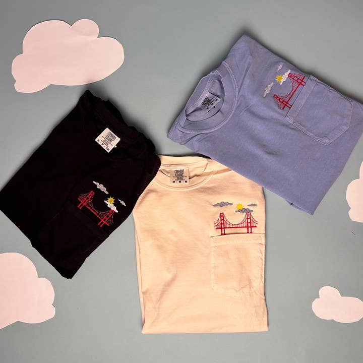 Animal Instincts - Wholesale T-Shirt - Unisex - San Francisco Bridge Embroidered Unisex Pocket Tee 1