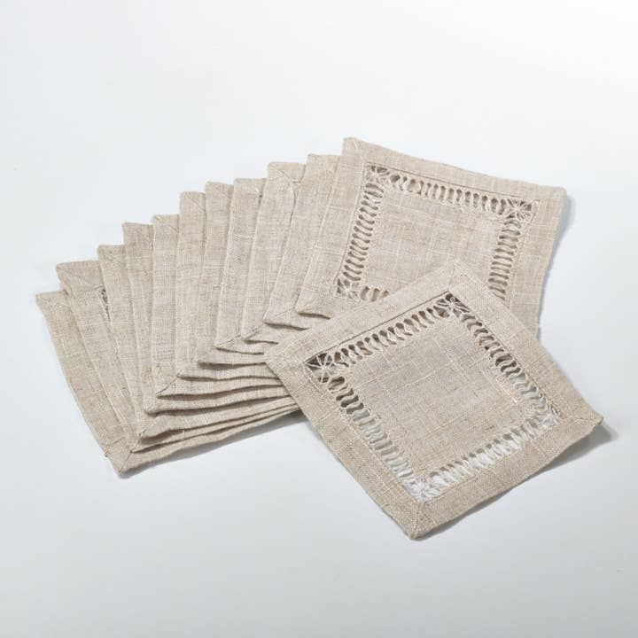 Toscana Hemstitched Cocktail Napkin for wholesale by Saro Lifestyle