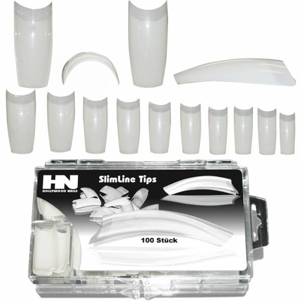 SlimLine tip classic natural long tip box 100 pieces for wholesale by HOLLYWOOD NAILS