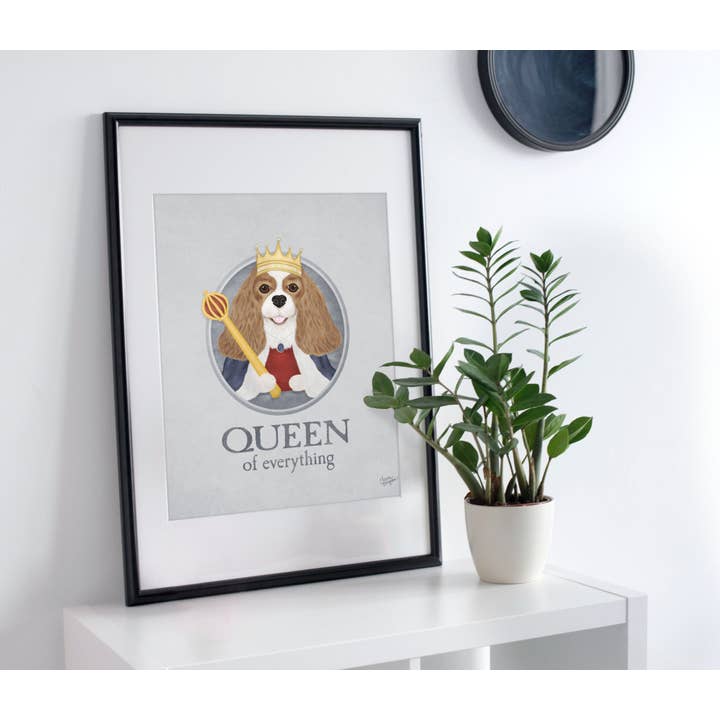 Laura Bergsma Studio – wholesale Konsttryck – Cavalier King Charles Spaniel hund konsttryck, drottning3