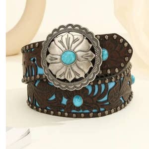 West & Co Turquoise Concho Belt Buckle