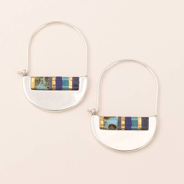 Good Karma Miyuki Crescent Hoop - Cobalt/Silver for wholesale by Scout Curated Wears