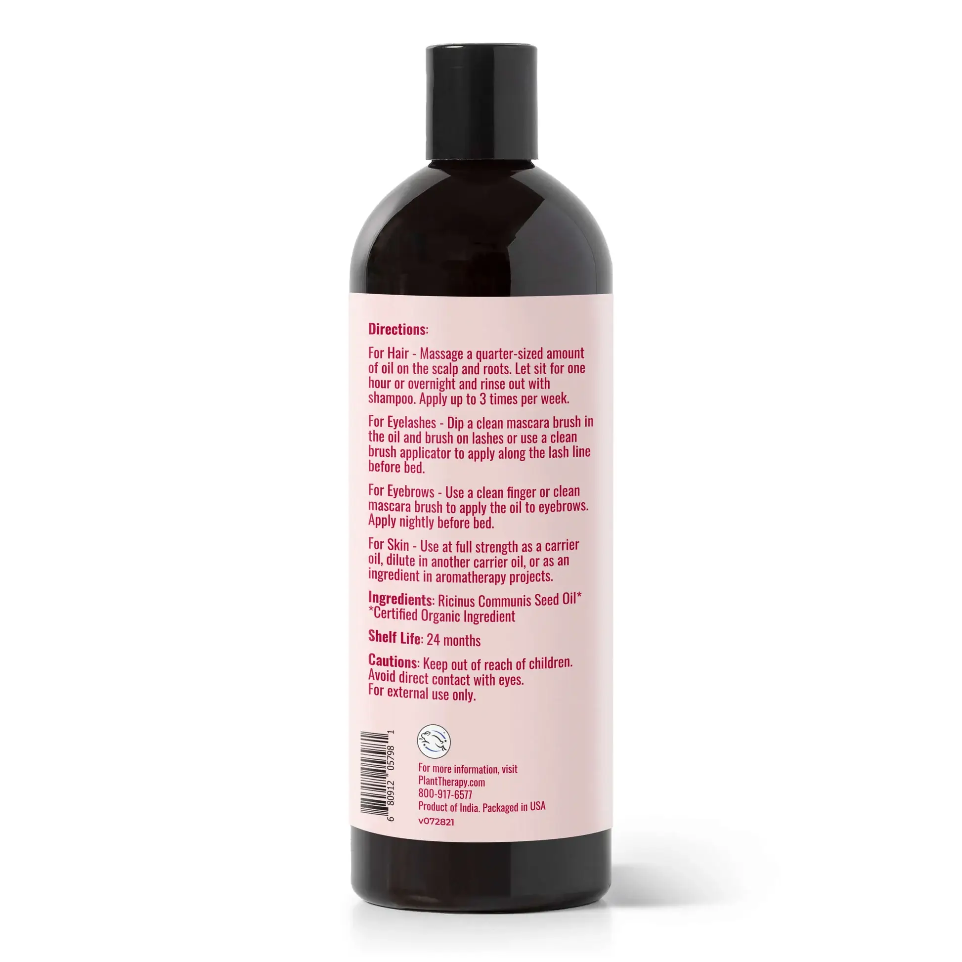 Plant Therapy - Venta al por mayor Aceites de baño/corporales - Aceite de ricino orgánico 473 ml (16 oz)1
