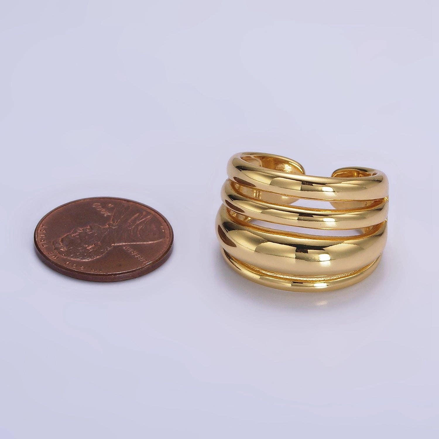 Aim Eternal - Wholesale Band/Stacked Ring - 14K GoldFilled Chubby Dome Multiple Band Statement Ring O5733
