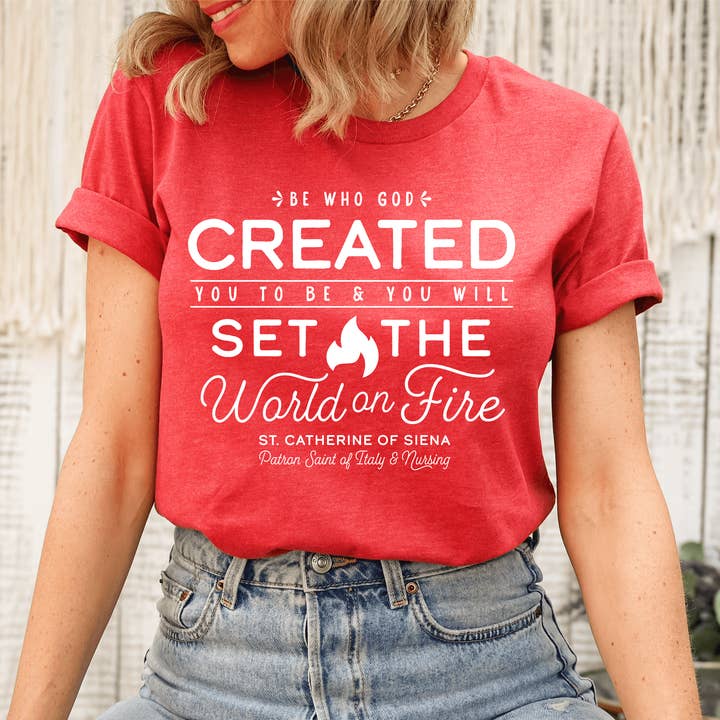 www.sweetvintagetees.com - Vente T-shirt sérigraphié – femme - Sainte Catherine de Sienne, patronne de l'Italie et t-shirt d'allaitement3
