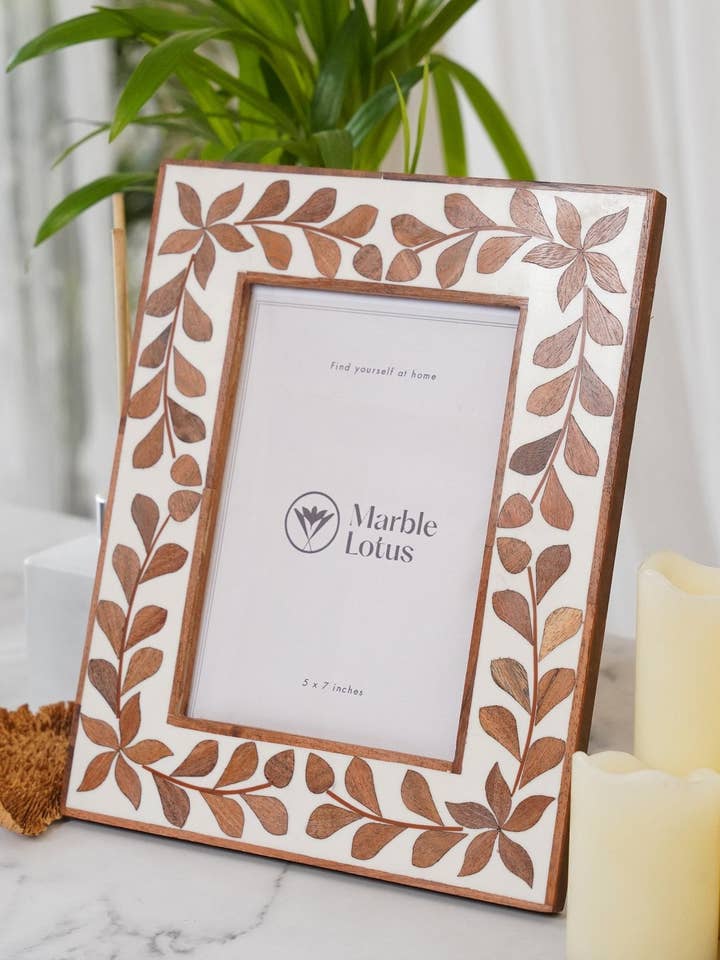 Marco de incrustación de madera para venta al por mayor de Marble Lotus Original