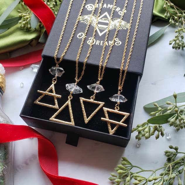 Dreamers of Dreams - Wholesale Pendant/Charm Necklace - Gold Alchemy Element Necklaces Fire, Water, Air, Earth