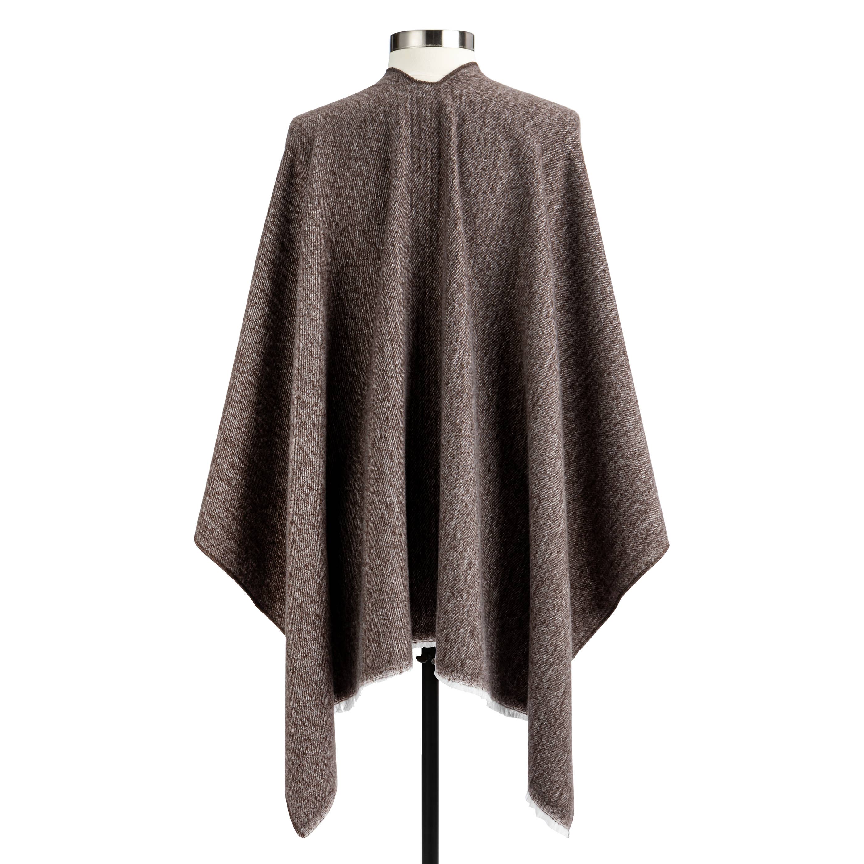 DEMDACO - Wholesale Poncho - Women's - Heathered Taupe Keyhole Wrap - 52x29.5in1
