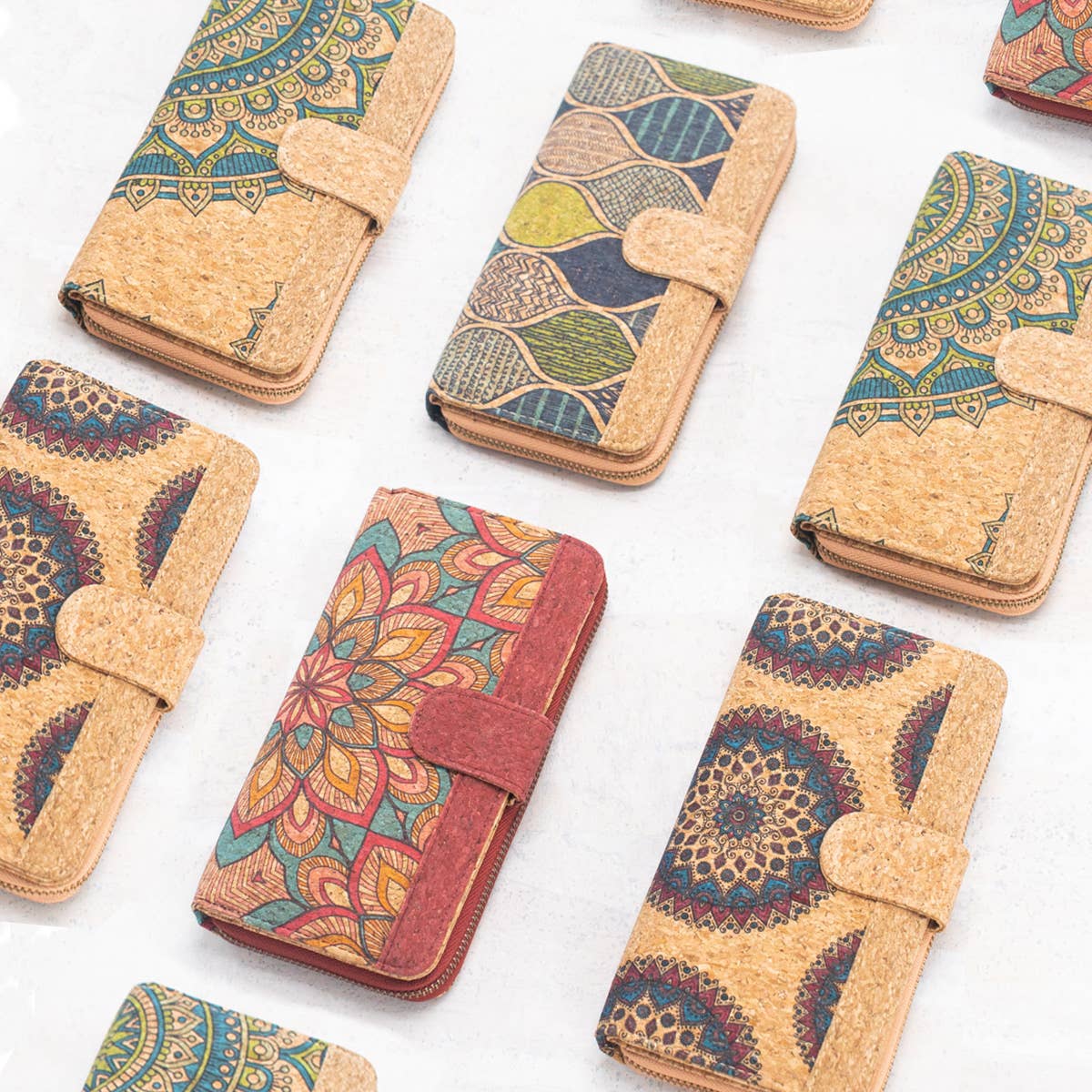 Meninas Bonitas Cork – wholesale Wallet – Women's – Natural Cork Mandala Pattern Women's Long Wallet/Cardholder5