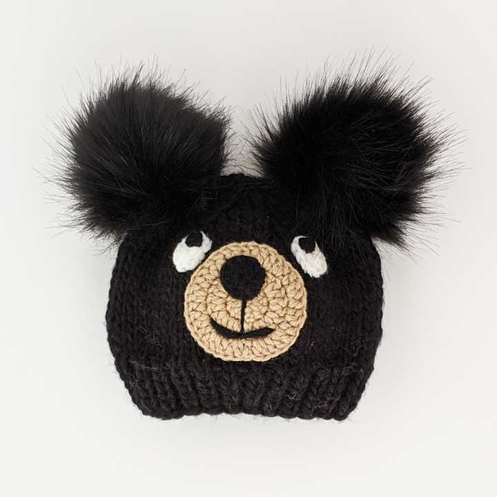 Huggalugs - Wholesale Newborn/Knit Hat - Baby - Black Bear Knit Beanie Hat Baby & Kids