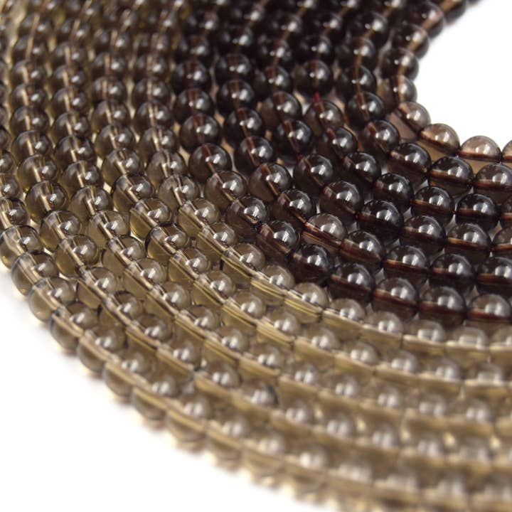 Only Beads - Wholesale Beads - Smoky Quartz Beads | Round Smooth Natural Smoky Quartz Gemstone Beads | 4mm 6mm 8mm 10mm