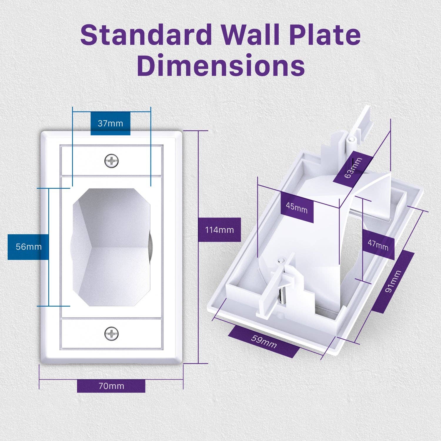 Fosmon - Wholesale  - Fosmon 1-Gang Recessed Low-Voltage Cable Plate - White1