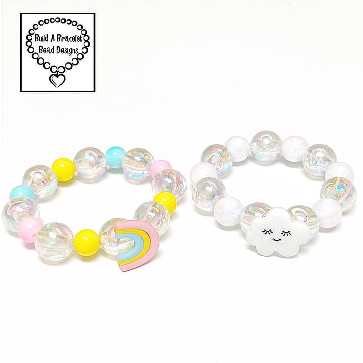 Rainbow 🌈 & Fluffy Cloud Bracelet Set of 2 for wholesale by Build A Bracelet Bead Designs