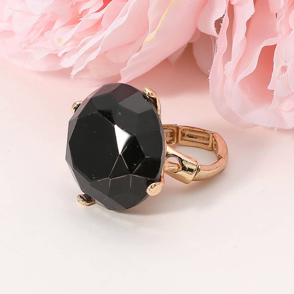 Sensibling Corp. - Venta al por mayor Anillos grandes/de cóctel - Anillo elástico con piedra de vidrio redonda de corte diamante de gran tamaño3