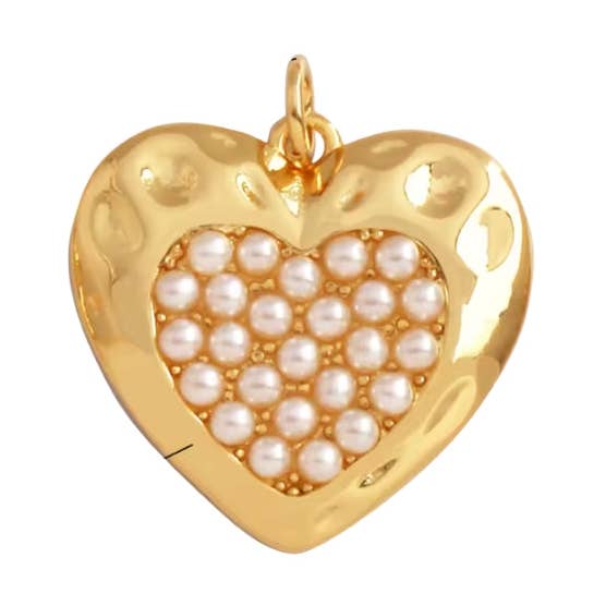 Double Pearl Heart | Charm for wholesale by Coco Luna Collection