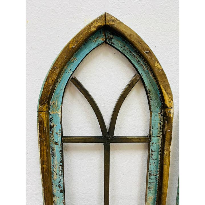 Rustic Farm – Arte de parede dimensional/3D por atacado – Arcos de Madeira e Ferro da Catedral de 36", Turquesa - 2-71