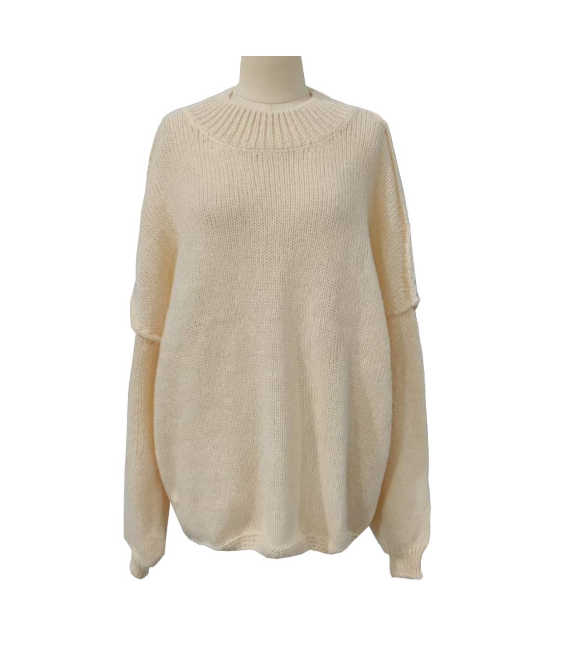 HIDDENBRAND - Wholesale Knit Sweater - Women's - Relaxed Half-Neck Plain Knitted Jumper5