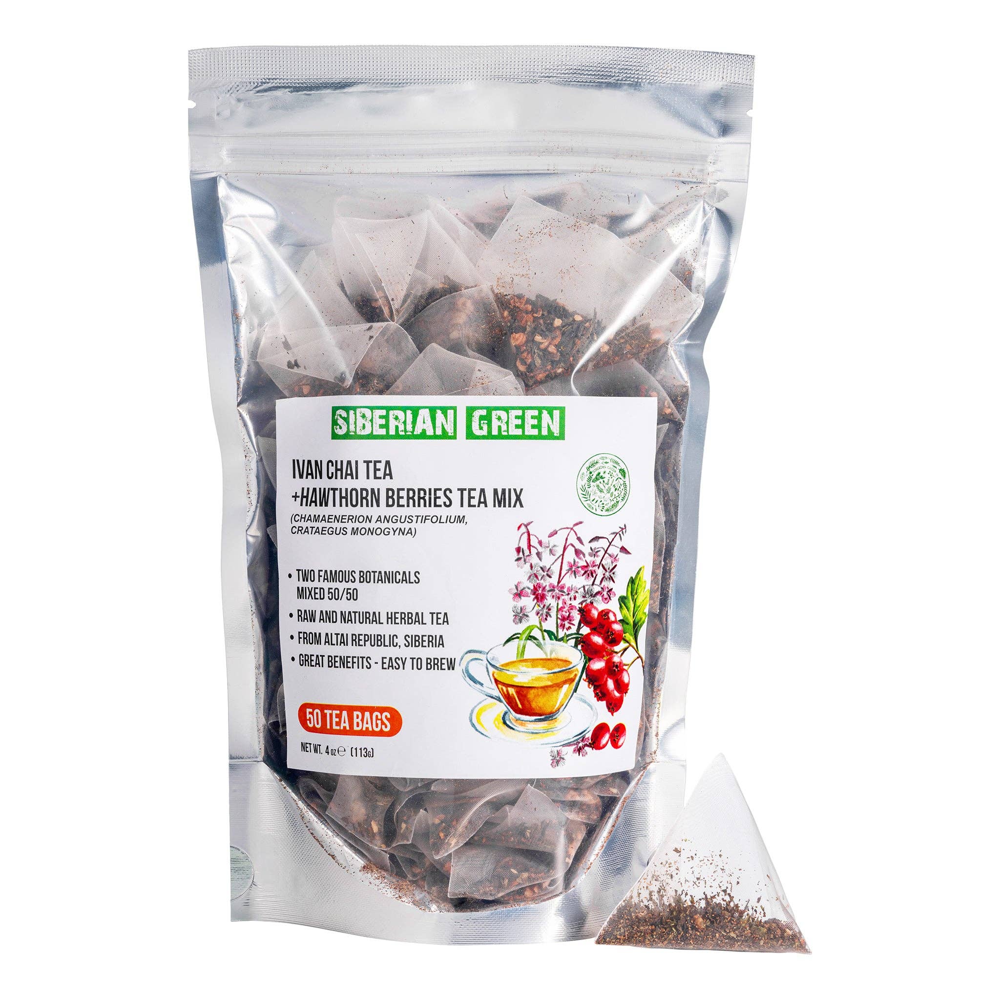 SiberianGreen - Wholesale Tea Bags - Siberian Hawthorn Berry Green Ivan Chai Tea - 50 Tea Bags3