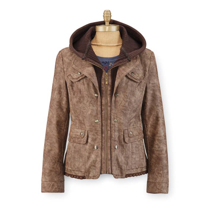 Pleated Faux-Leather Jacket for wholesale by Back in the Saddle