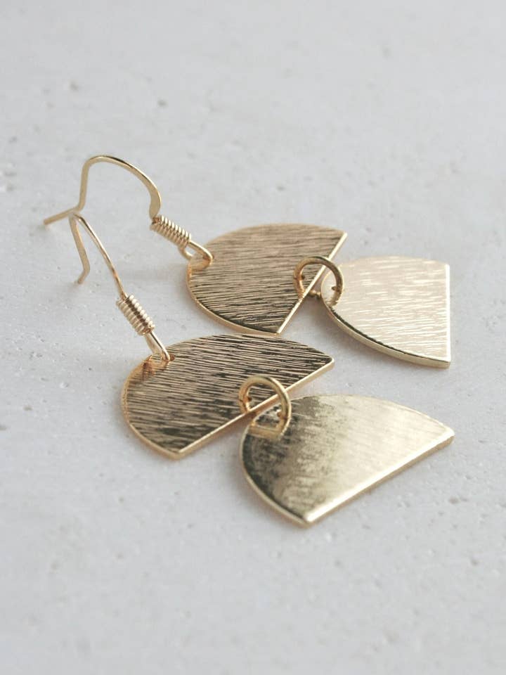 Boucle D'Oreille Longue Femme Double Demi-Cercle Or pour la vente par Boucle d'or