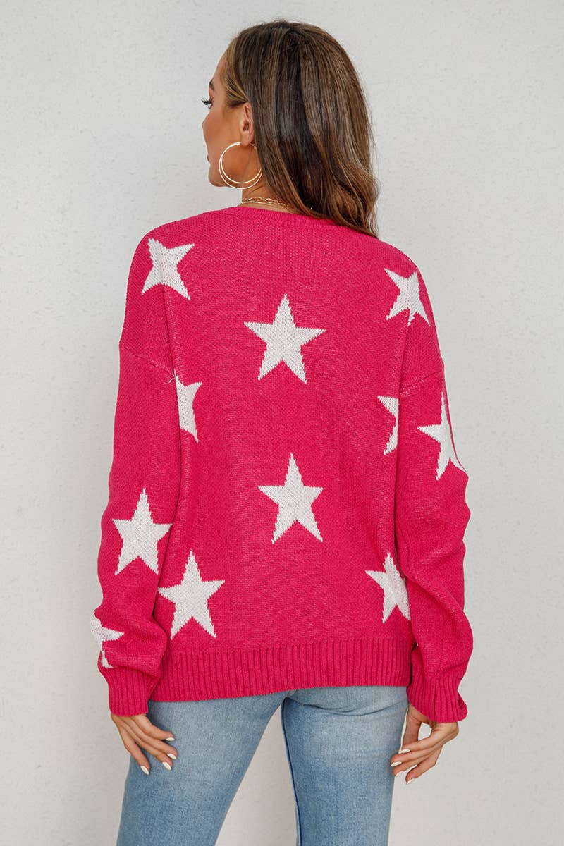 Lily Clothing - Vente Pull en maille – femme - CWTTL0789_PULL À MOTIF ÉTOILE POUR FEMME4