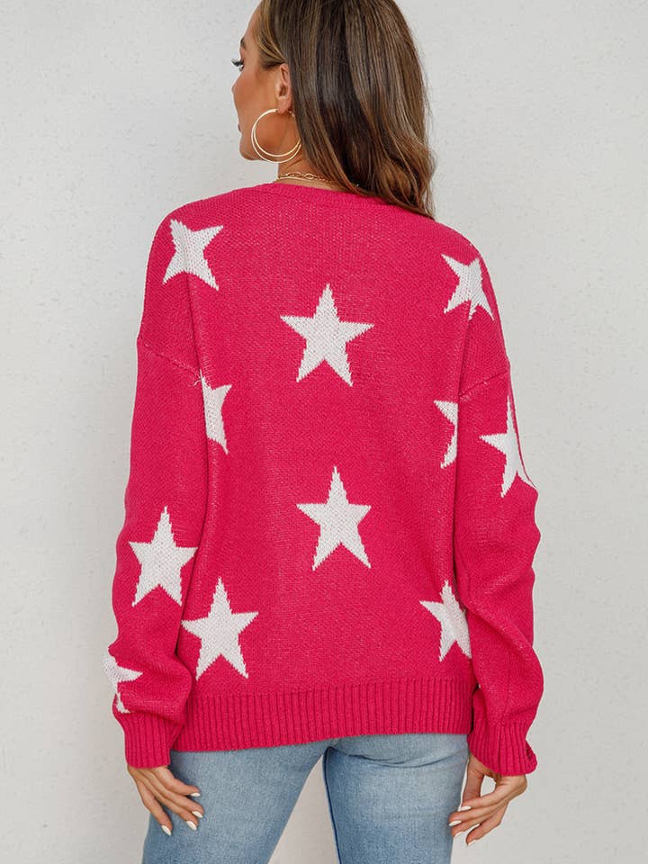 Lily Clothing - Vente Pull en maille – femme - CWTTL0789_PULL À MOTIF ÉTOILE POUR FEMME4