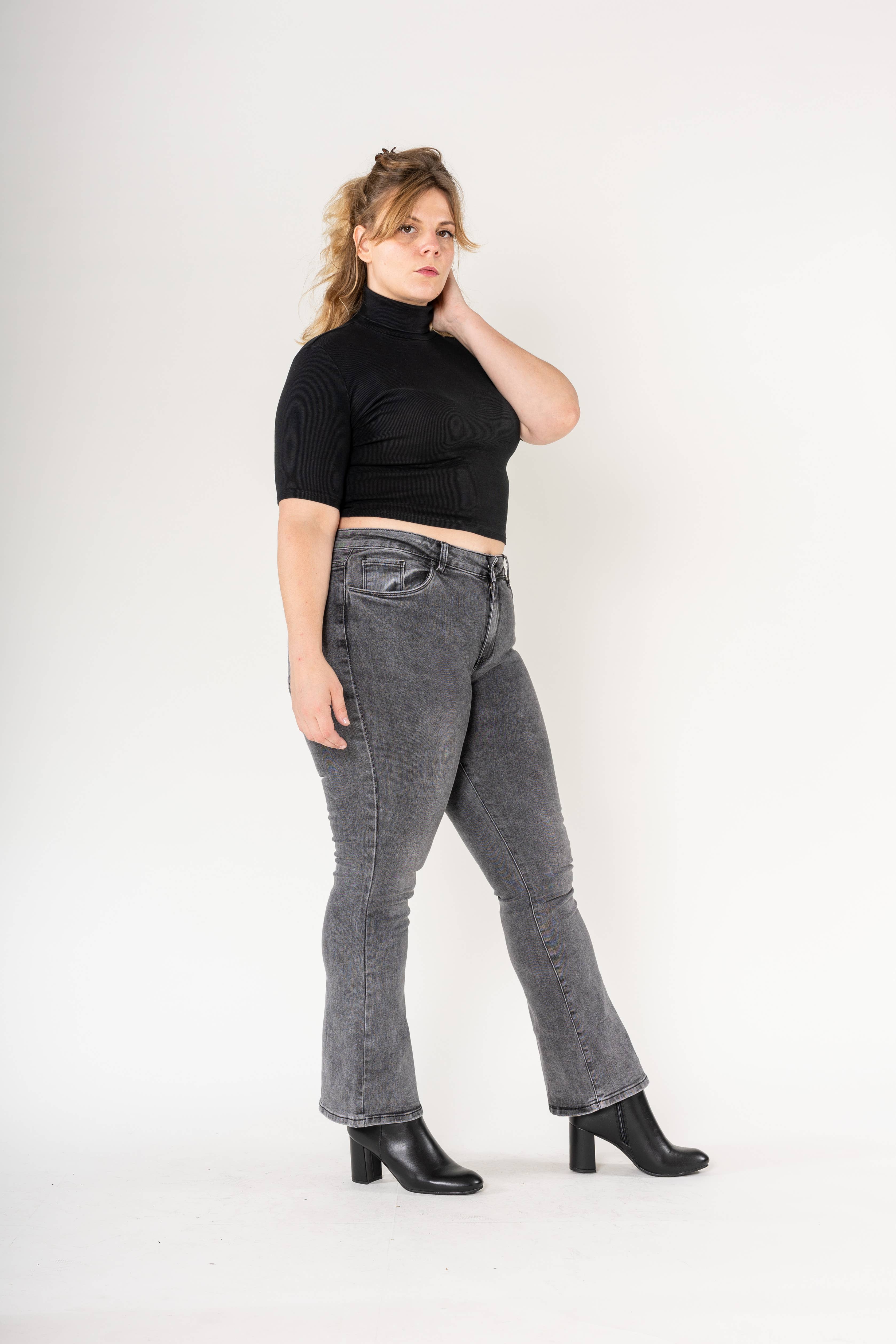 Nina Carter - Vendita all'ingrosso Jeans - Donna - Jeans a zampa elasticizzati vita alta per curve taglie comode (P201)18