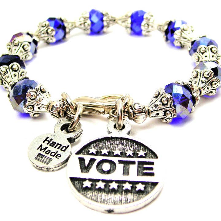Vote Circle Capped Crystal Bracelet Democrat Republican for wholesale by Chubby Chico Charms