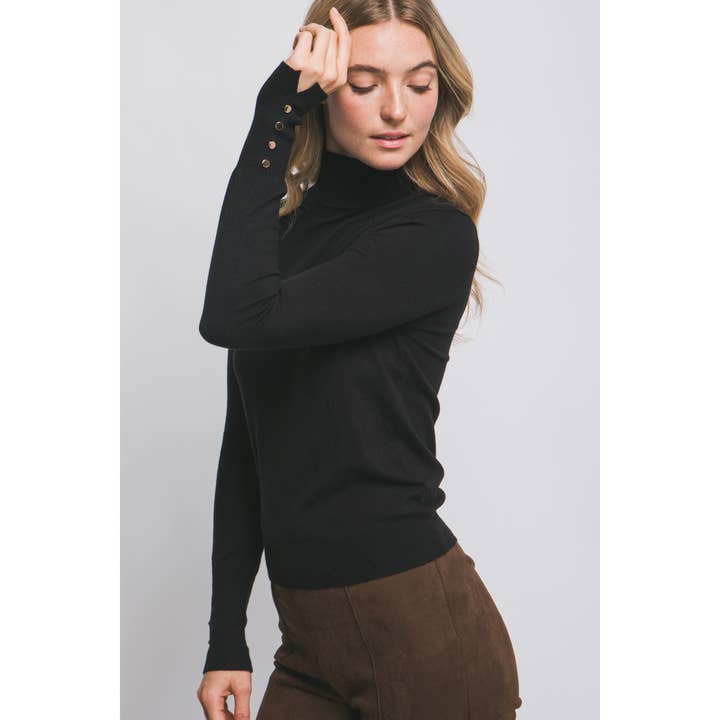 Style Up - Wholesale Knitted jumper – Women′s - Long Sleeve Turtle Neck Sweater Top with Button1
