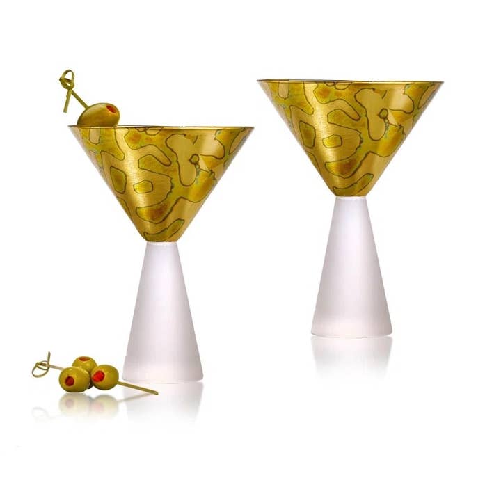 Jersey Art Glass - Wholesale Cocktail/Liquor Glass - Roman Martini Glasses (Set of 2)