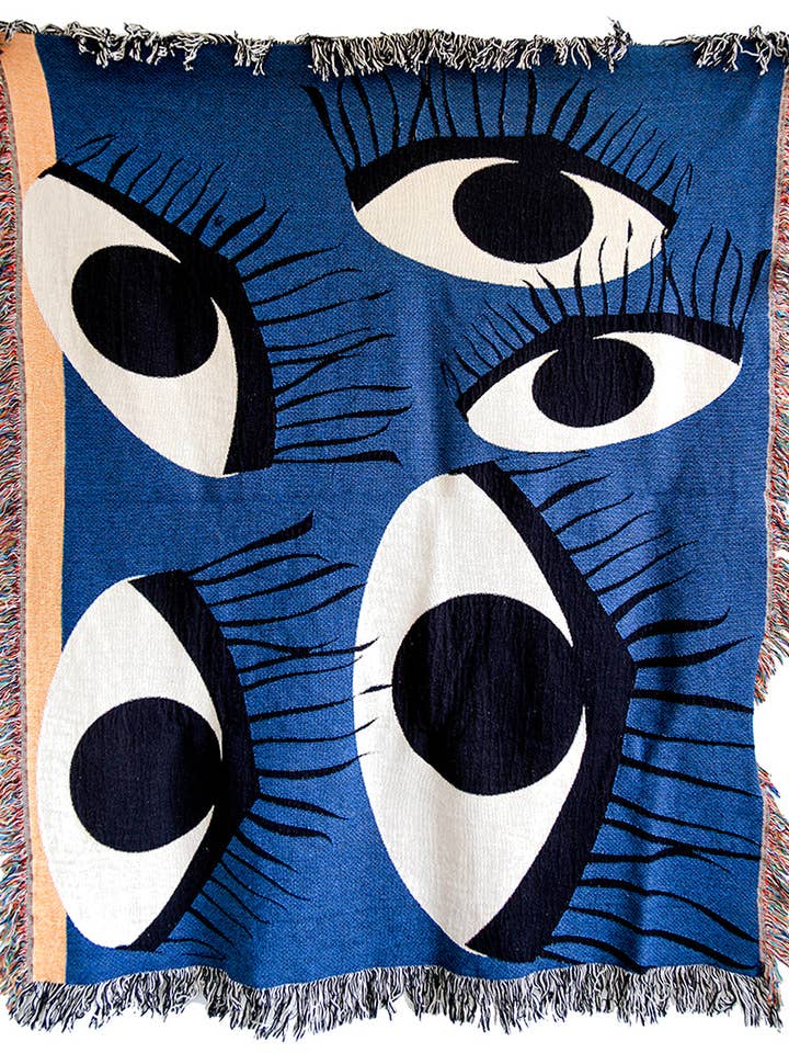 Old Blue Eyes Woven Throw Blanket for wholesale by eif studio