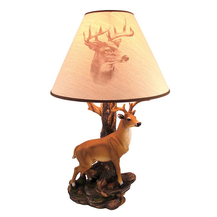 12 Point Buck Table Lamp with Deer Printed Shade for wholesale by Zeckos