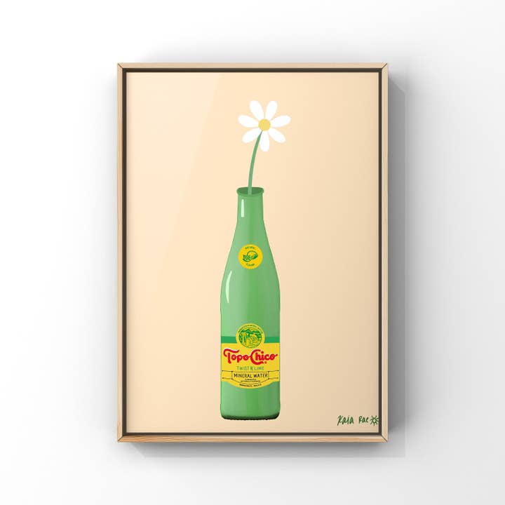 Topo Chico Daisy Vase Art Print | Flower Art | Poster Print for wholesale by Surf Cowboy