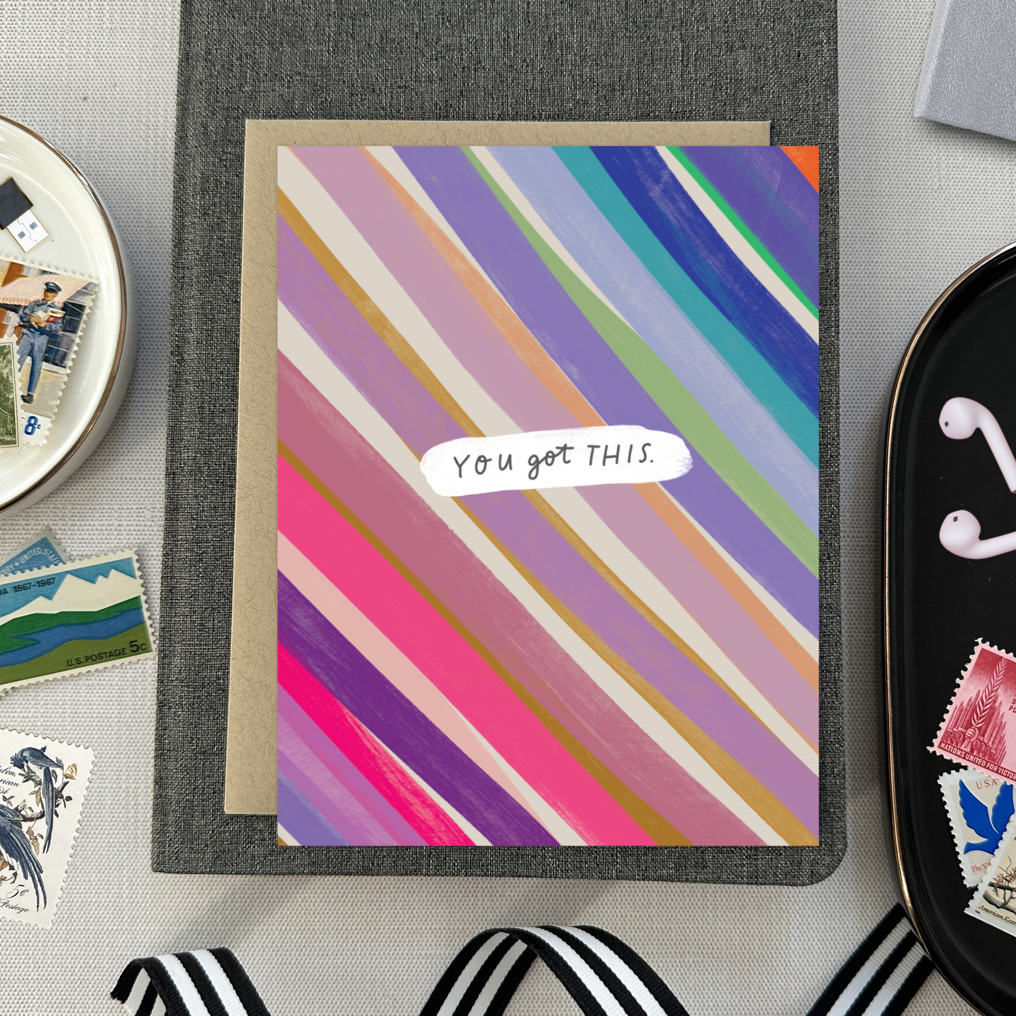 Barone and Co. - Venta al por mayor Tarjetas con mensajes de ánimo - Tarjeta de Rayas Conseguida4