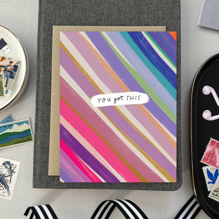 Barone and Co. - Venta al por mayor Tarjetas con mensajes de ánimo - Tarjeta de Rayas Conseguida4