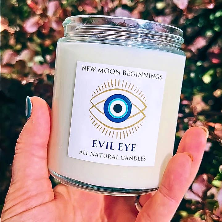 New Moon Beginnings - Wholesale Jar/Filled Candle - Evil Eye Protection Candle by New Moon Beginnings3