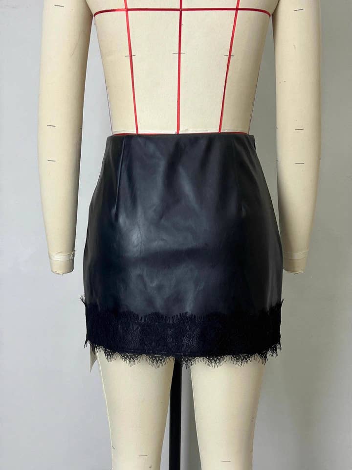 Noir Jupe moulante en cuir PU taille haute mate pour femme N5A692 en vente sur Faire1