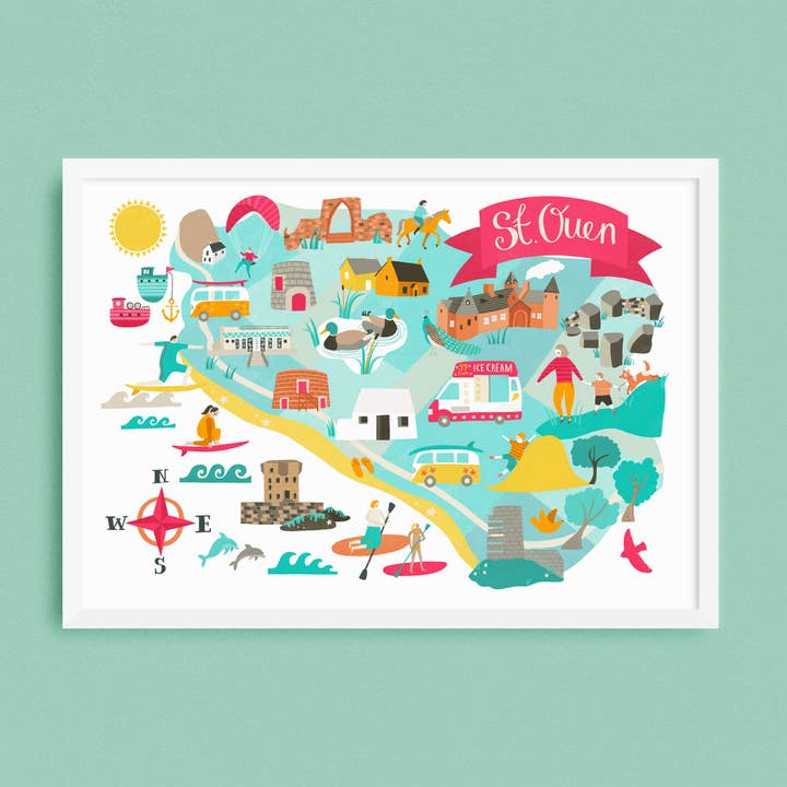 St Ouen Parish Map Print for wholesale by Lauren Radley
