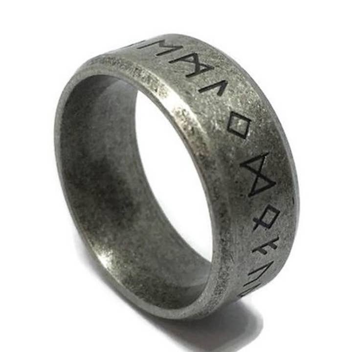 Nordic Inscription Ring | Viking Rune Band Norse Mythology for wholesale by Gifts From The Crypt