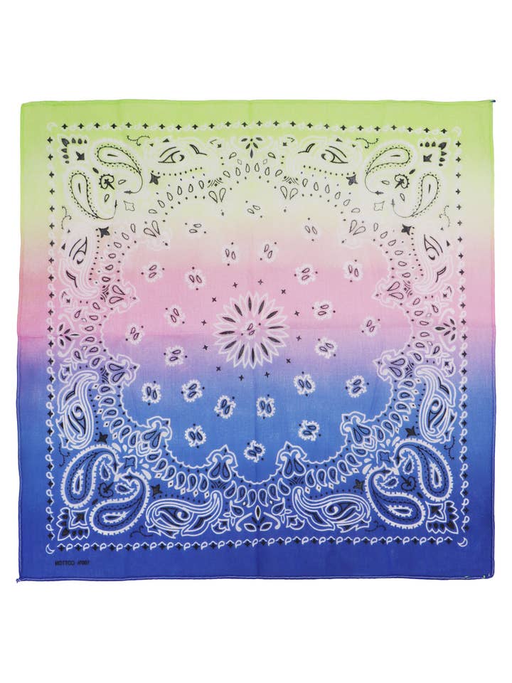 Paisley Vibrant Ombre Gradient Cotton Bandana for wholesale by Cap Zone