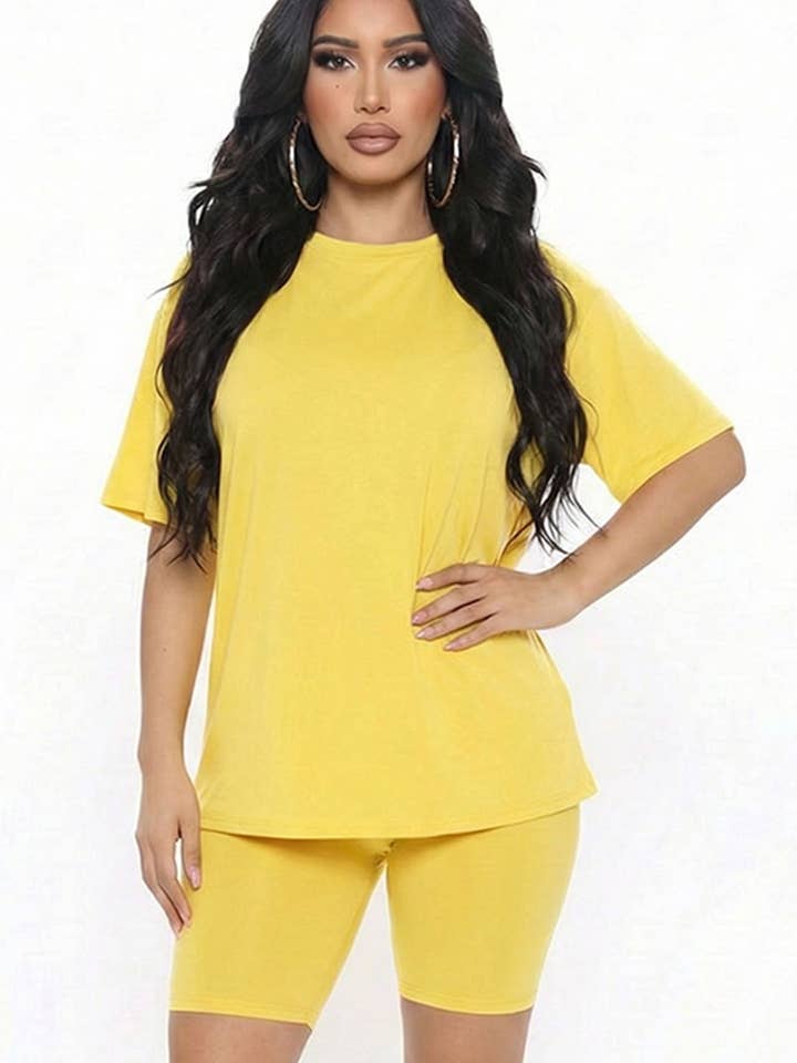 CAPELLA APPAREL - Wholesale Activewear Set - Women's - Loose Fit Top & Bike Shorts Set64