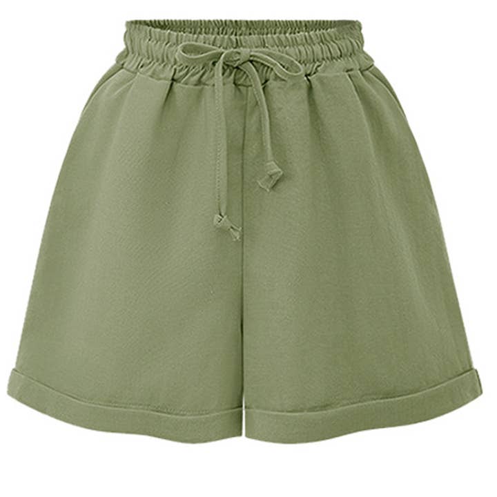 CWBSP0106_DRAWSTRING WAIST ROLLED SHORTS for wholesale by Lily Clothing