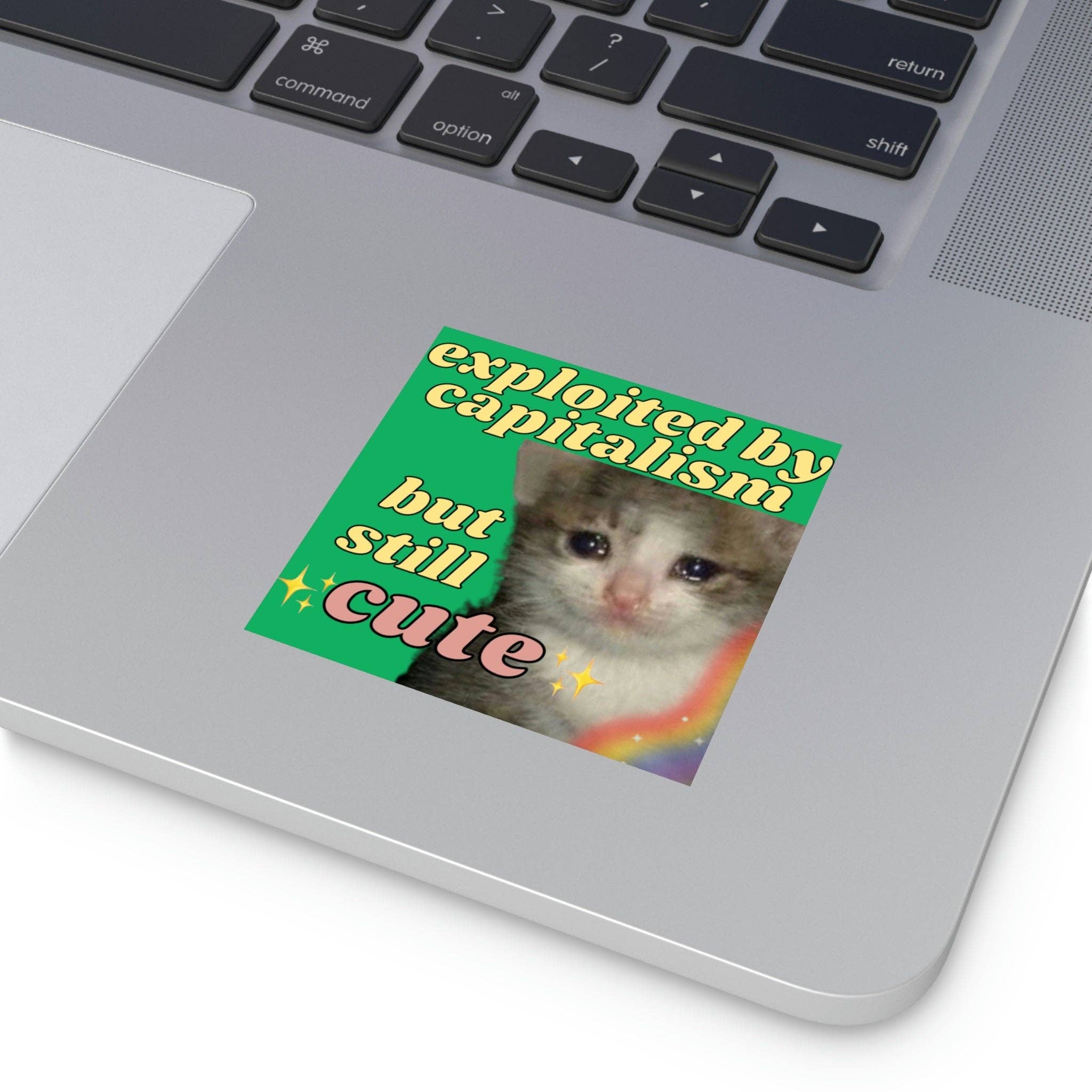 Frog Mustard Stickers - Wholesale Sticker - Exploited by Capitalism but still cute Square Sticker2