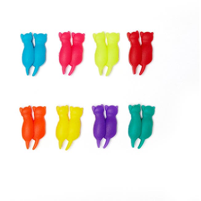 Kikkerland Design Inc - Wholesale Wine/Cocktail Glass Markers - RAINBOW CAT DRINK MARKERS S/81