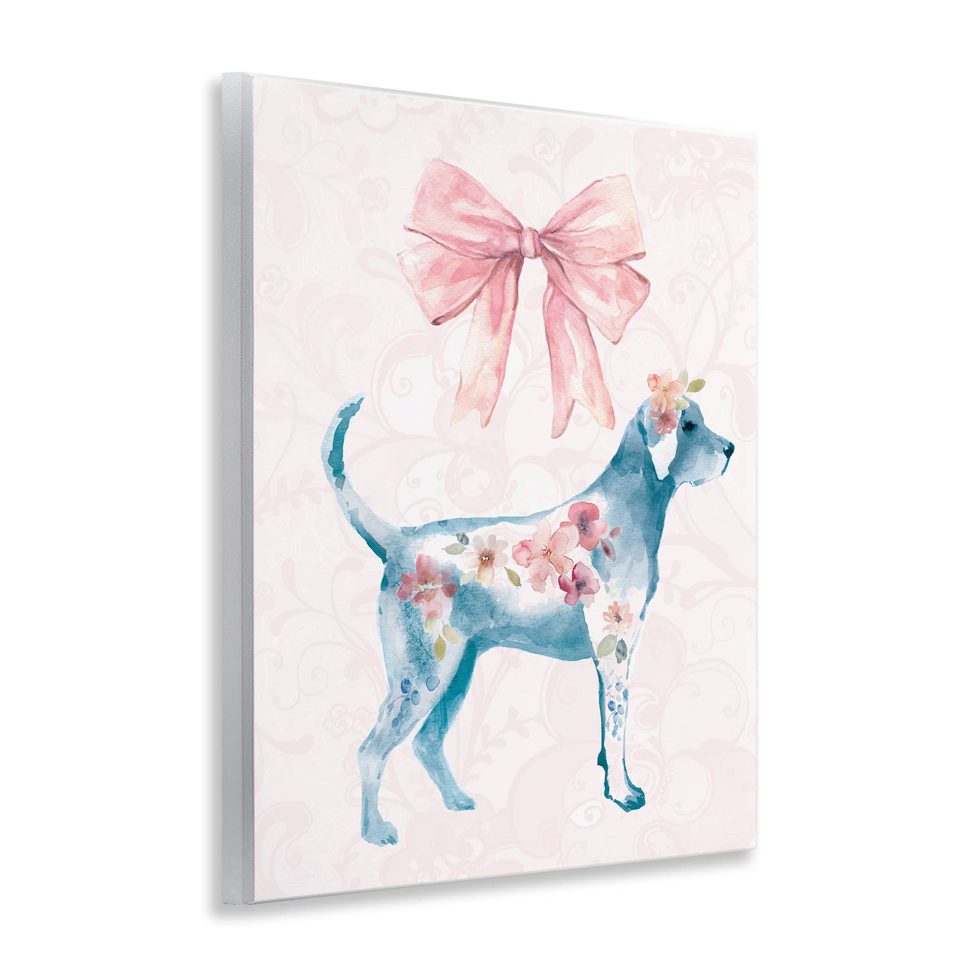 Stupell Industries – wholesale Wall sign – Floral Dog with Pink Ribbon - Unframed Wall Art3