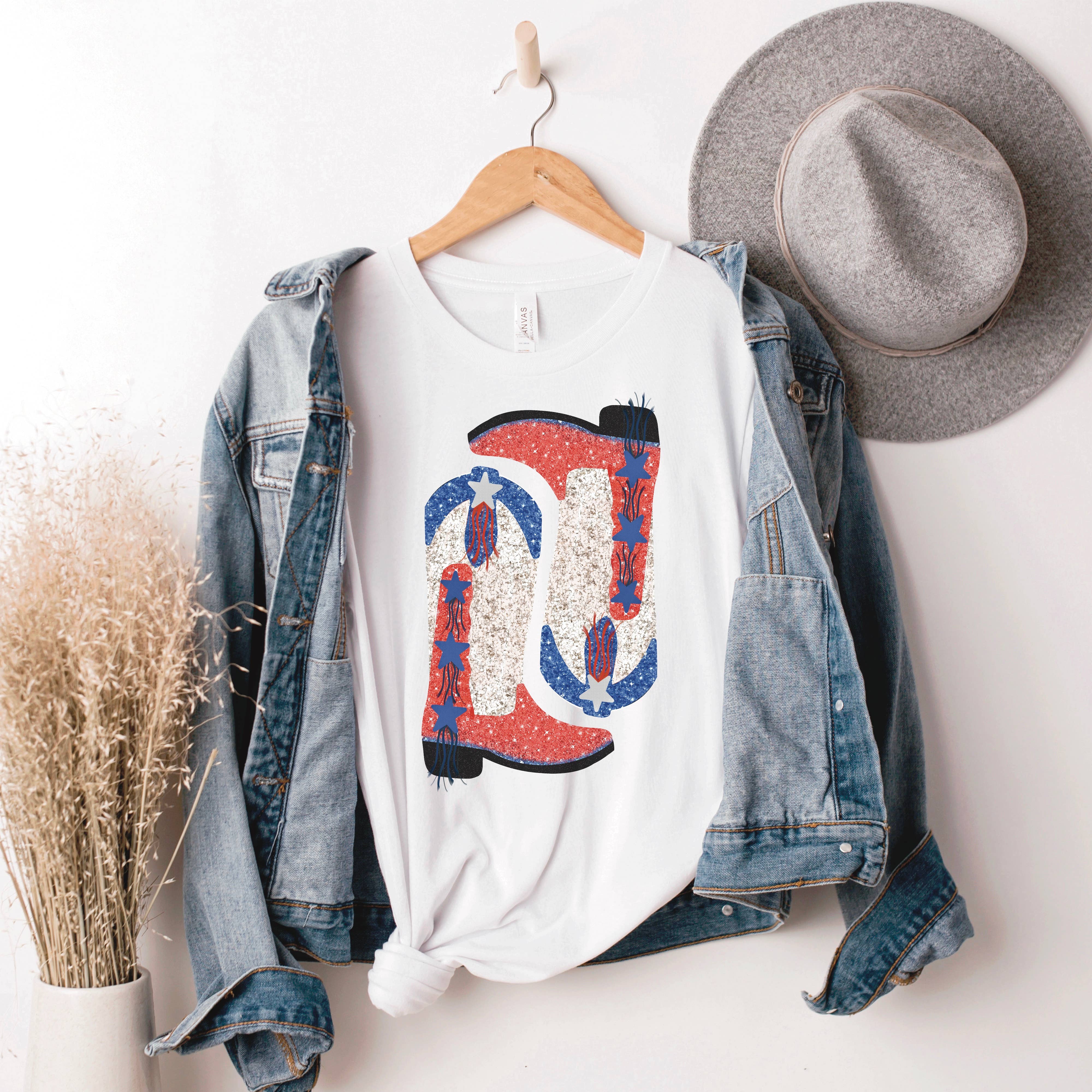 REMOVED BRAND - Wholesale Screen Printed T-Shirt - Women's - American classic tee | western boots sequins | glitter0